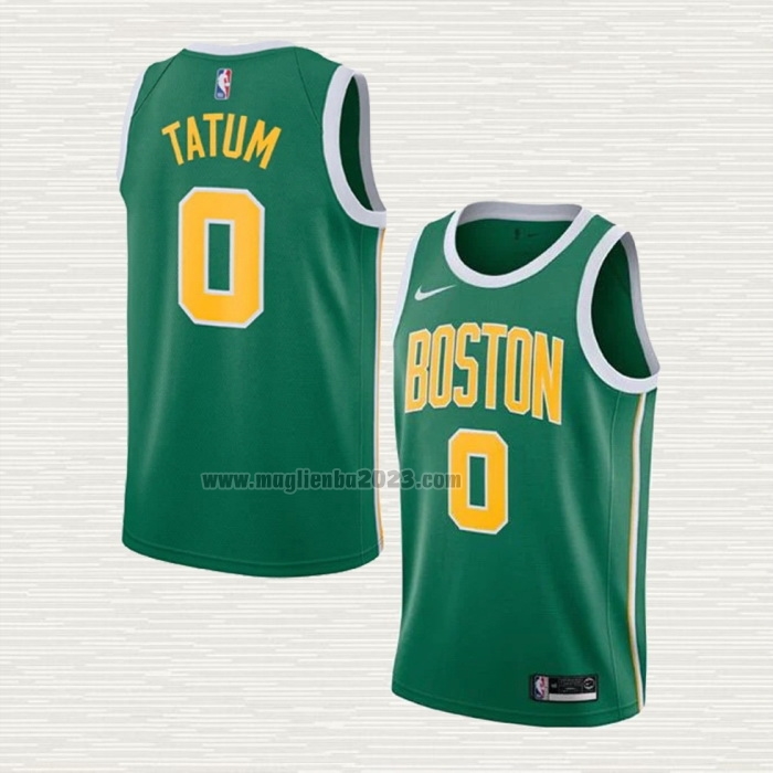 Maglia Jayson Tatum NO 0 Boston Celtics Earned 2018-19 Verde